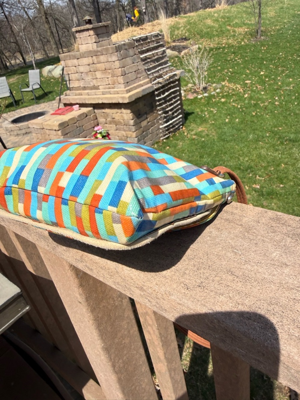 EUC Fossil Key-Per Geometric Striped Pattern Vintage Crossbody Bag - Picture 8 of 12